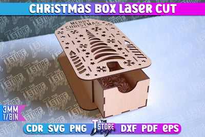Christmas Box Laser Cut | Christmas Ornament | Gift Box | CNC File SVG The T Store Design 