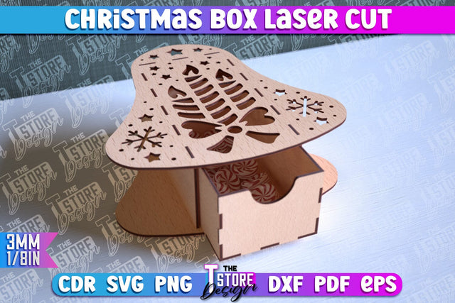 Christmas Box Laser Cut | Christmas Ornament | Gift Box | CNC File SVG The T Store Design 