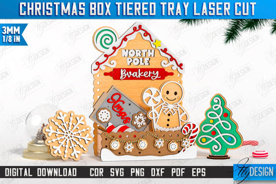 Christmas Box Laser Cut | Seasonal Décor | Christmas Mini Crate with Elements | North Pole | Christmas Stand | CNC File SVG Fly Design 