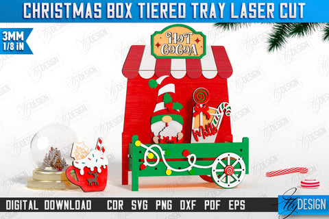 Christmas Boxes Laser Cut Bundle | Seasonal Décor | Christmas Mini Crate with Elements | Christmas Stand | CNC Files SVG Fly Design 