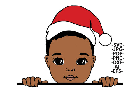 Christmas Boy Clipart with Santa Hat in SVG PNG JPG PDF DXF AI EPS Formats for Cricut Sublimation Holiday Cards and Printable Crafts SVG 1uniqueminute 