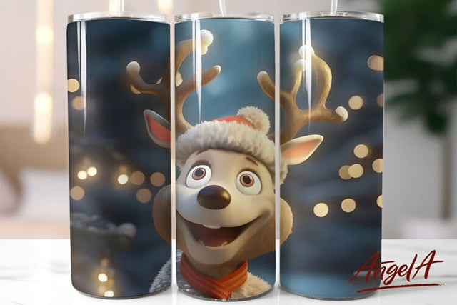 Christmas boy reindeer with christmas hat / tumbler deer PNG Sublimation Angelina Semenova 