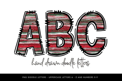 Christmas Brushstroke Alphabet PNG Sublimation BijouBay 