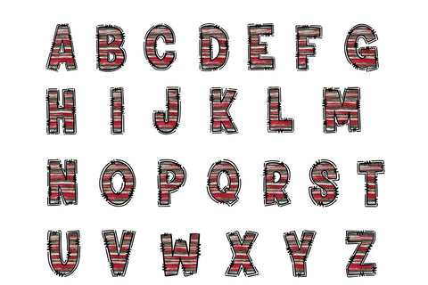 Christmas Brushstroke Alphabet PNG Sublimation BijouBay 