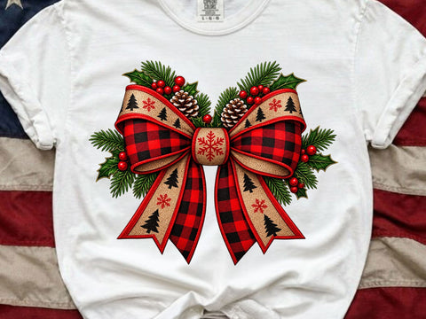 Christmas Buffalo Plaid Bow PNG SVG artprintfile 