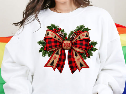 Christmas Buffalo Plaid Bow PNG SVG artprintfile 