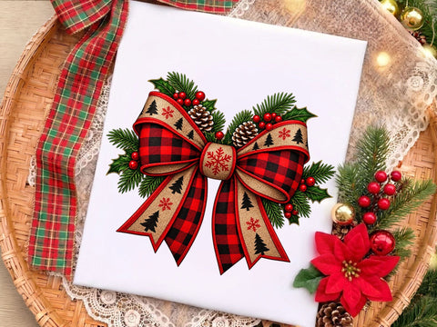 Christmas Buffalo Plaid Bow PNG SVG artprintfile 