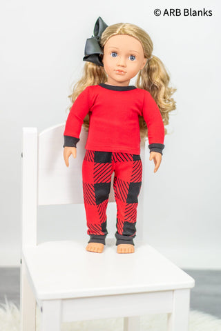 CHRISTMAS: Buffalo Plaid Collection Pajamas ARB Blanks Doll 18" 