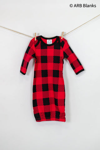 CHRISTMAS: Buffalo Plaid Collection Pajamas ARB Blanks Baby Gown 0-3M 