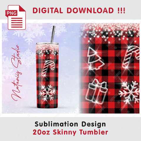 Christmas Buffalo Plaid sublimation design - 20oz TUMBLER Sublimation Natariis Studio 