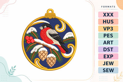 Christmas Bullfinch Ornament Embroidery Design Embroidery/Applique DESIGNS sg embroidery 