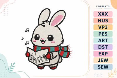 Christmas Bunny Singing Carols Embroidery Design Embroidery/Applique DESIGNS sg embroidery 