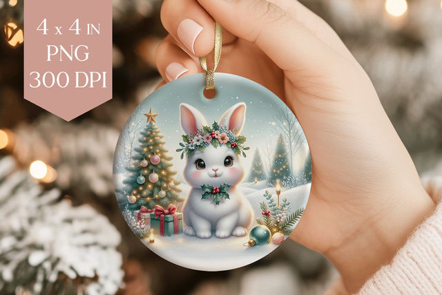 Christmas Bunny Sublimation PNG - Cute Ornament Design Sublimation BijouBay 