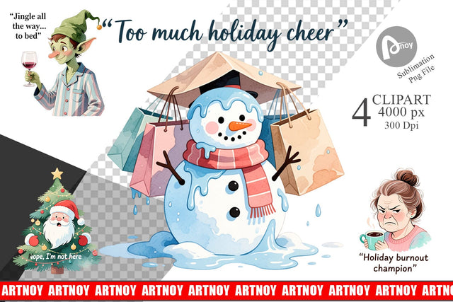 Christmas Burnout Vibes Clipart Sublimation artnoy 