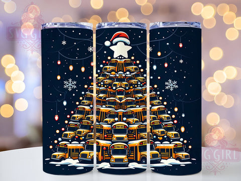 Christmas Bus Driver, School Bus Tumbler, Funny Santa Tumbler, Christmas Tree Tumbler, 20oz Tumbler, PNG Design, Holiday Drinkware, Christmas Gift for Bus Driver Sublimation SvggirlplusArt 