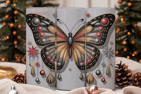 Christmas Butterfly 20oz Tumbler Wrap Sublimation DesignSVG 