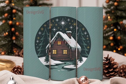 Christmas Cabin 20oz Tumbler Wrap Sublimation DesignSVG 