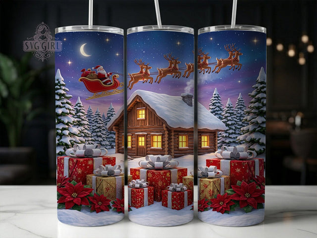 Christmas Cabin Sleigh 20oz Tumbler, Christmas Cabin, Cabin Sleigh, Sleigh Tumbler, Christmas Sleigh, Cabin Tumbler, Sleigh PNG, 20oz Tumbler Wrap Sublimation SvggirlplusArt 