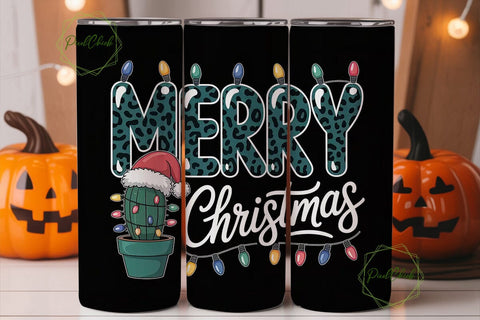 Christmas Cactus 20oz Tumbler Wrap Sublimation PixelChick 