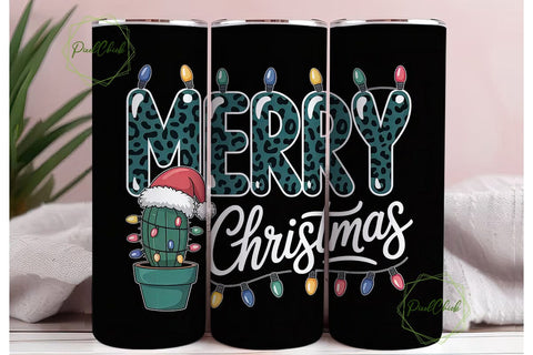 Christmas Cactus 20oz Tumbler Wrap Sublimation PixelChick 