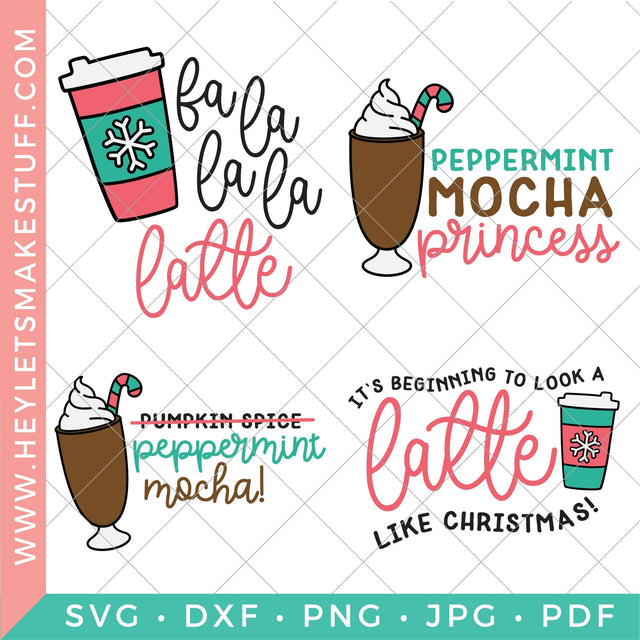 Christmas Caffeine Bundle SVG Hey Let's Make Stuff 