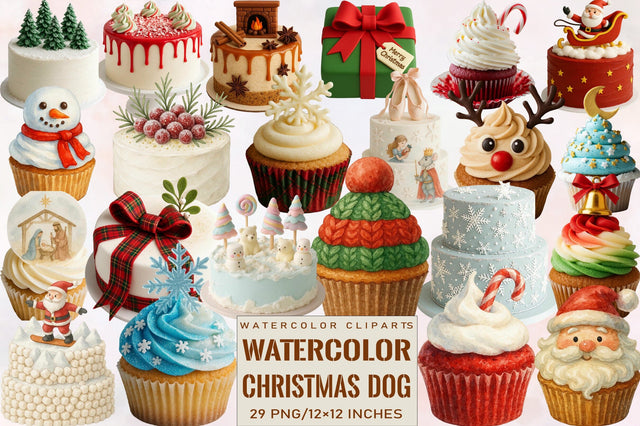 Christmas Cake Sublimation Clipart Bundle. Sublimation SVGArt 