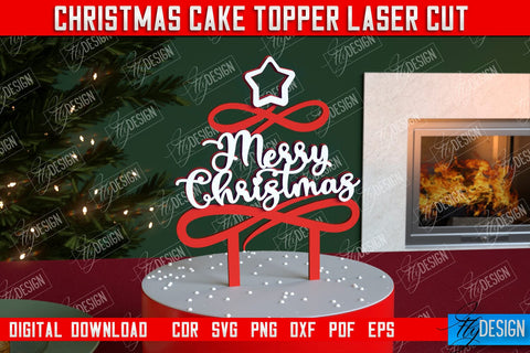 Christmas Cake Topper Bundle | Christmas Sign | Holidays | Adornment Dining Table | New Year | CNC Files SVG Fly Design 