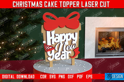 Christmas Cake Topper | Christmas Sign | Holidays | Adornment Dining Table | New Year | CNC File SVG Fly Design 