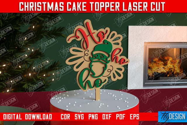Christmas Cake Topper | Christmas Sign | Holidays | Adornment Dining Table | New Year | CNC File SVG Fly Design 