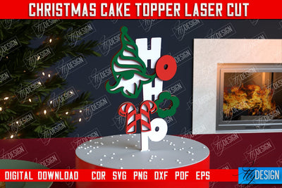 Christmas Cake Topper | Christmas Sign | Holidays | Adornment Dining Table | New Year | CNC File SVG Fly Design 