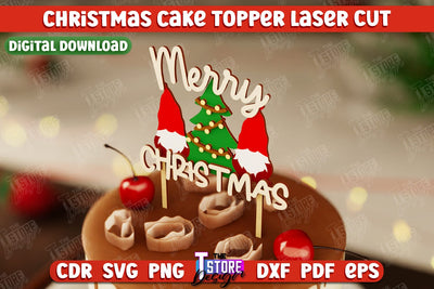 Christmas Cake Topper | Christmas Sign | Holidays | Adornment Dining Table | New Year | CNC File SVG The T Store Design 