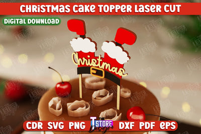 Christmas Cake Topper | Christmas Sign | Holidays | Adornment Dining Table | New Year | CNC File SVG The T Store Design 