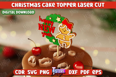Christmas Cake Topper | Christmas Sign | Holidays | Adornment Dining Table | New Year | CNC File SVG The T Store Design 