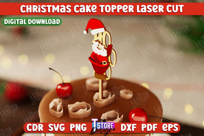 Christmas Cake Topper | Christmas Sign | Holidays | Adornment Dining Table | New Year | CNC File SVG The T Store Design 