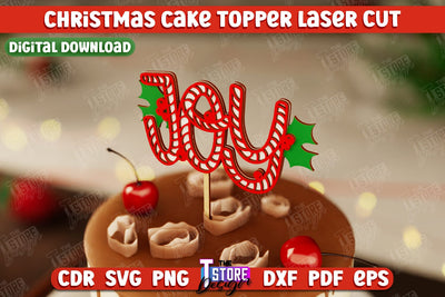 Christmas Cake Topper | Christmas Sign | Holidays | Adornment Dining Table | New Year | CNC File SVG The T Store Design 