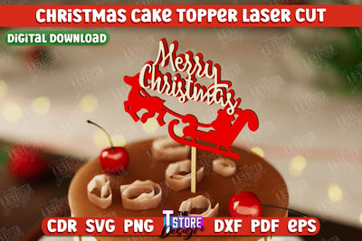 Christmas Cake Topper | Christmas Sign | Holidays | Adornment Dining Table | New Year | CNC File SVG The T Store Design 