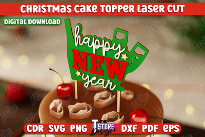 Christmas Cake Topper | Christmas Sign | Holidays | Adornment Dining Table | New Year | CNC File SVG The T Store Design 