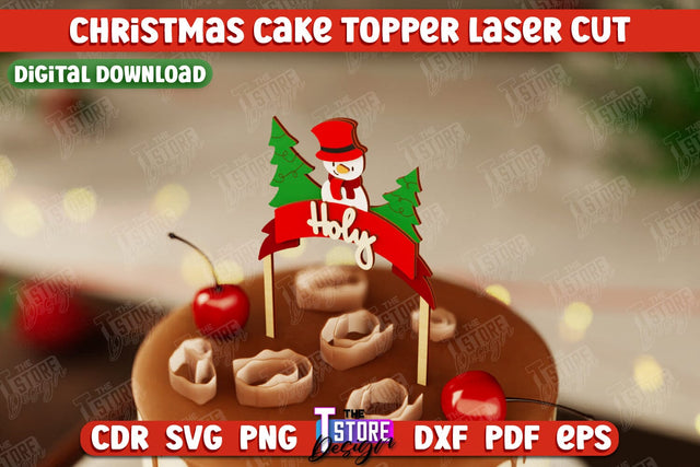 Christmas Cake Topper | Christmas Sign | Holidays | Adornment Dining Table | New Year | CNC File SVG The T Store Design 