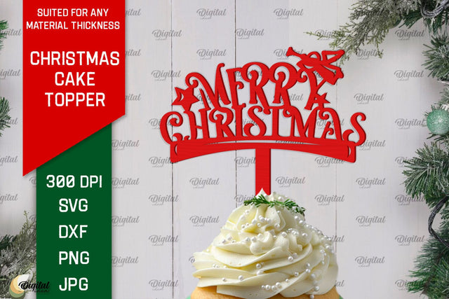 Christmas Cake Topper Laser Cut Design. Christmas Decor SVG SVG Evgenyia Guschina 