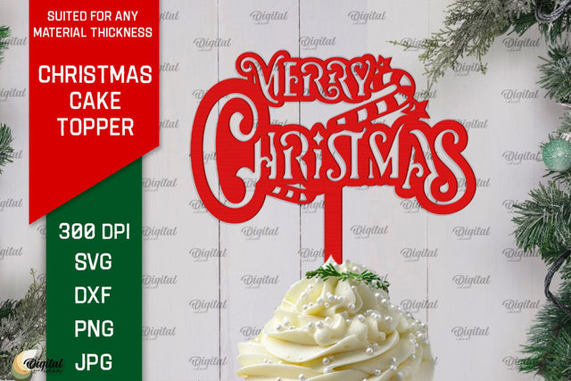 Christmas Cake Topper Laser Cut Design. Christmas Decor SVG SVG Evgenyia Guschina 