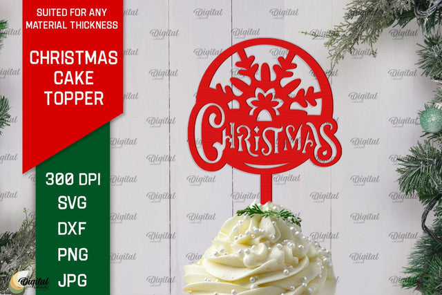 Christmas Cake Topper Laser Cut Design. Christmas Decor SVG SVG Evgenyia Guschina 
