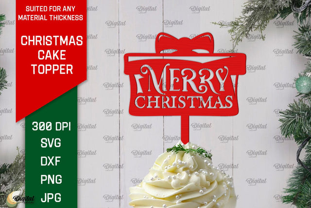 Christmas Cake Topper Laser Cut Design. Christmas Decor SVG SVG Evgenyia Guschina 