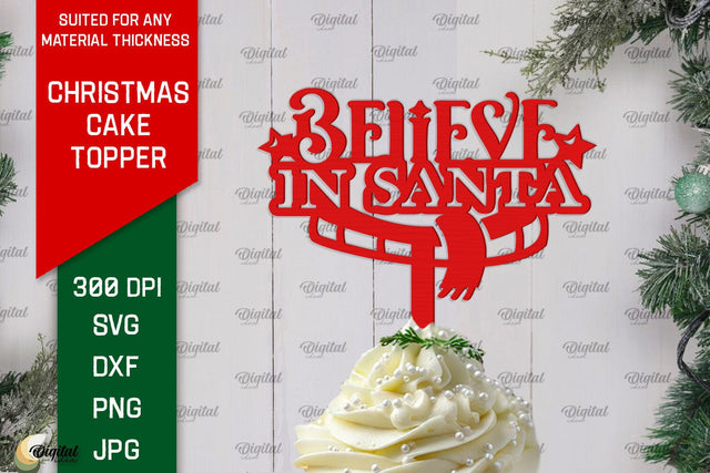 Christmas Cake Topper Laser Cut Design. Christmas Decor SVG SVG Evgenyia Guschina 