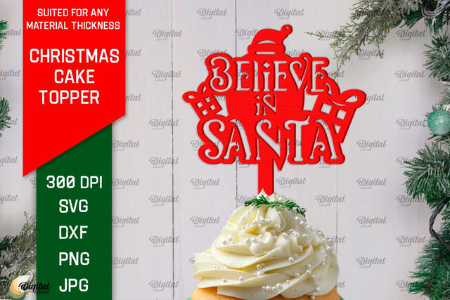 Christmas Cake Topper Laser Cut Design. Christmas Decor SVG SVG Evgenyia Guschina 