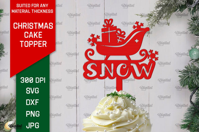 Christmas Cake Topper Laser Cut Design. Christmas Decor SVG SVG Evgenyia Guschina 