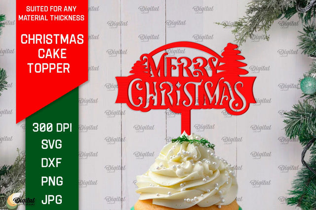 Christmas Cake Topper Laser Cut Design. Christmas Decor SVG SVG Evgenyia Guschina 