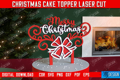 Christmas Cake Toppers Bundle | Christmas Sign | Holidays | Adornment Dining Table | New Year | CNC Files SVG Fly Design 