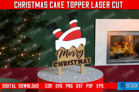 Christmas Cake Toppers Bundle | Christmas Sign | Holidays | Adornment Dining Table | New Year | CNC Files SVG Fly Design 