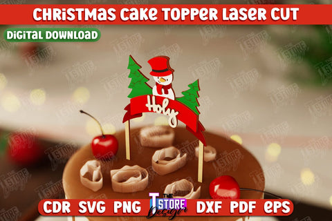 Christmas Cake Toppers Bundle | Christmas Signa | Holidays | Adornment Dining Table | New Year | CNC Files SVG The T Store Design 