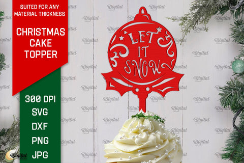 Christmas Cake Toppers LaserCut Bundle. Merry Christmas SVG SVG Evgenyia Guschina 